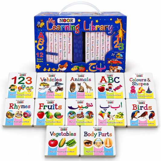 My Learning Library – 12 Board Books Set for Kids (English & Urdu)