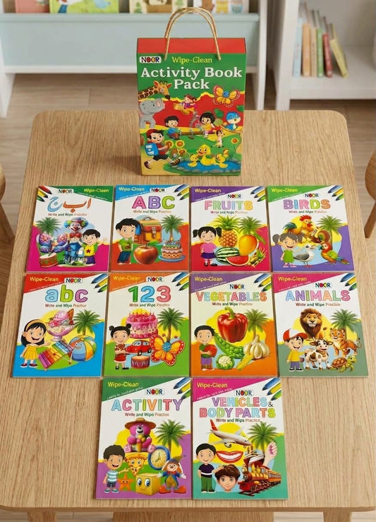 NOOR Wipe-Clean Activity Book Pack – 10 Books